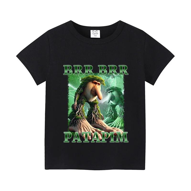 Italian Brainrot Brr Brr Patapim Kids Shirt Funny Meme Graphic Tee Cotton 2T-12 XL