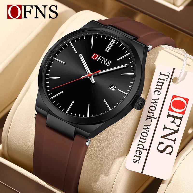 OFNS Classic Unisex Quartz Wristwatch with Calendar, Luminous Hands, 30M Waterproof, Thin Design, High-Value Bar Index.