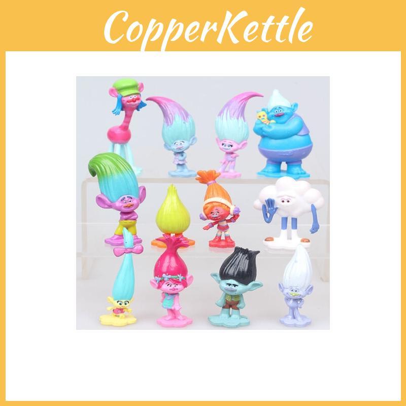 Trolls Movie Poppy Branch Action Figures Cake Toppers Doll Toy Gifts 12 Pcsset