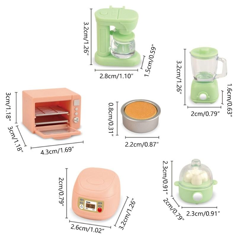 Cooker Oven Set Pretend Play for Kids Role Cookware Model Toy 1:12 Scale Kitchen Applian Juicer Cooker Play House