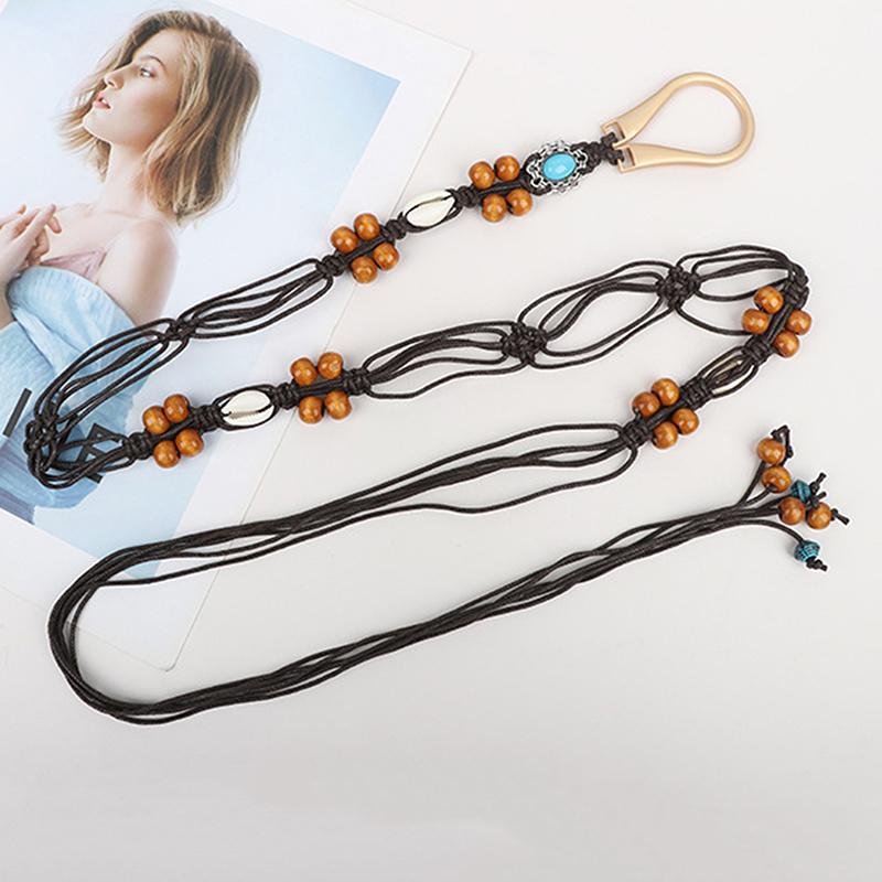 Bohemian Retro Woven Dress Waist Rope For Women Casual Pants Belt Ethnic Style Waistband Versatile Decorative Waist Chain Gifts