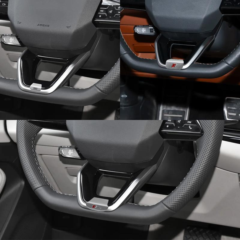 For Audi RS3 1Pc 3D Metal Car Steering Wheel Badge Logo Emblem Sticker For Audi A7 A3 A4 A6 A5 Q5 A1 Q7 Q3 Q4 TT SQ5 RSQ3 RS Q8 S3 S4 RS5 RS6