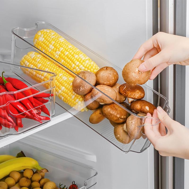 Refrigerator Organiser Container With Striped Pattern Nonstick Surfaces Airtight Space Saving Food Preservation Box