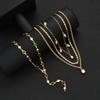 4 Pcs Simple Zircon Pearl Design Pendant Choker Necklace Set for Women Vintage Colorful Crystal Long Y-shaped Necklaces Jewelry