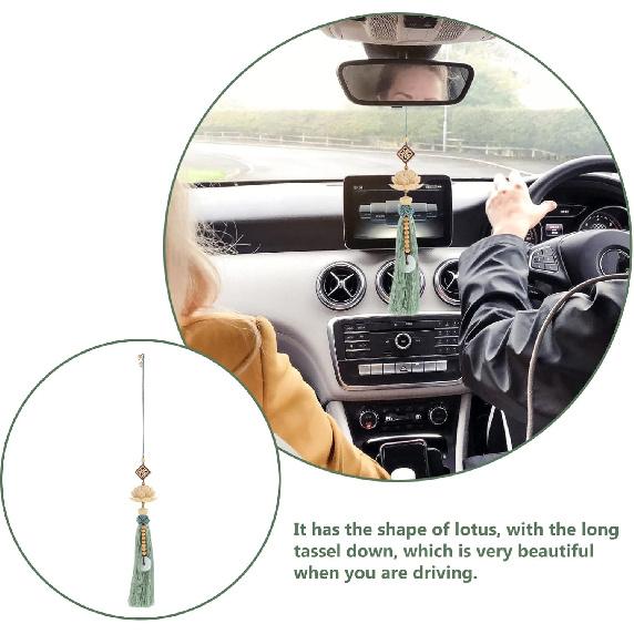 ARTIBETTER Lotus Flower Pendant Ornament Car Hanging Decoration with Chinese Character Fu, Premium Material, Portable, Unique Gift