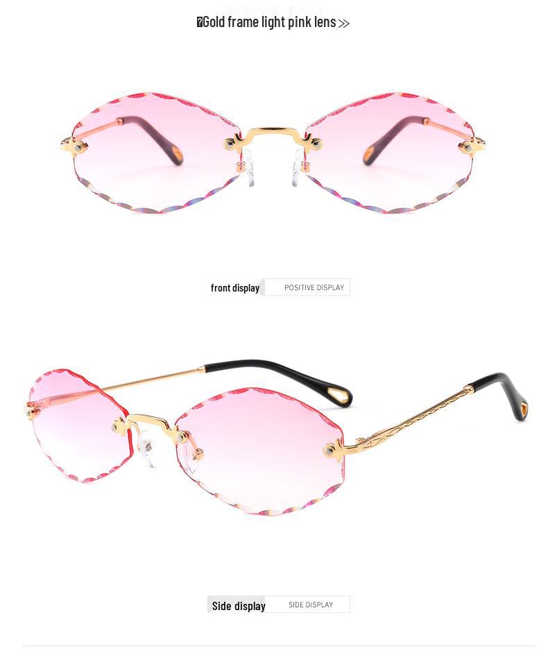 Trendy Korean Frameless Polygon Sunglasses for Women - UV Protection, Fashionable Design (Model 3426)