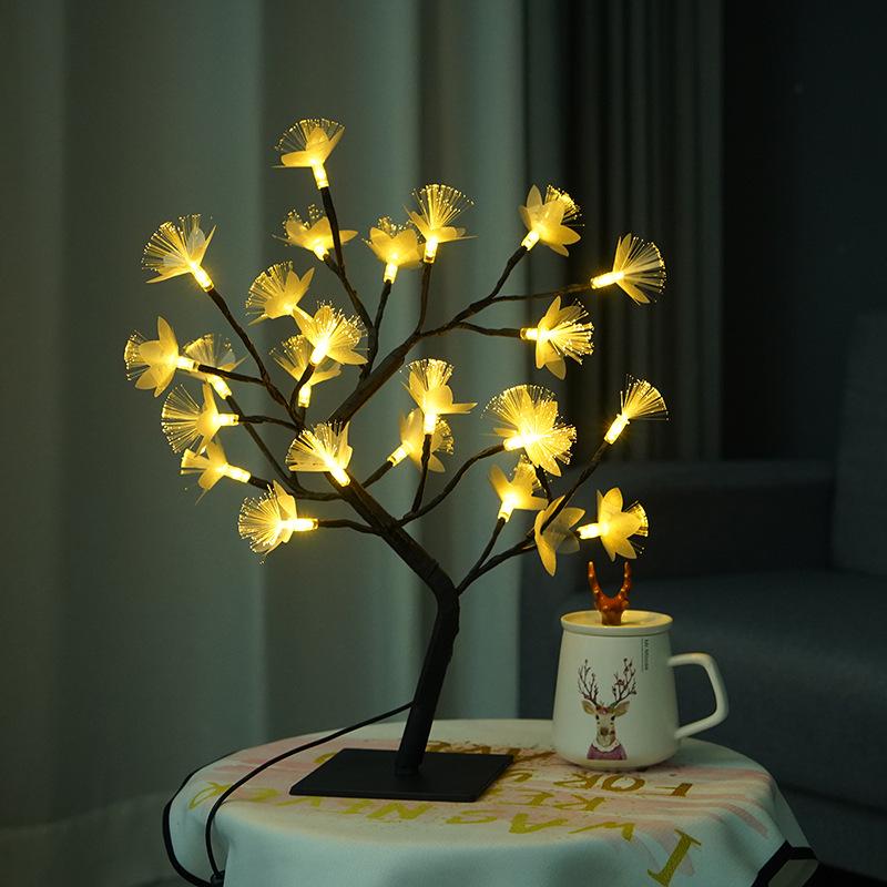 

24 LED Fiber Optic Christmas Tree Light with USB & Battery Switch for Dreamy Bedroom Decor 24 Fiber Optic Flowers
