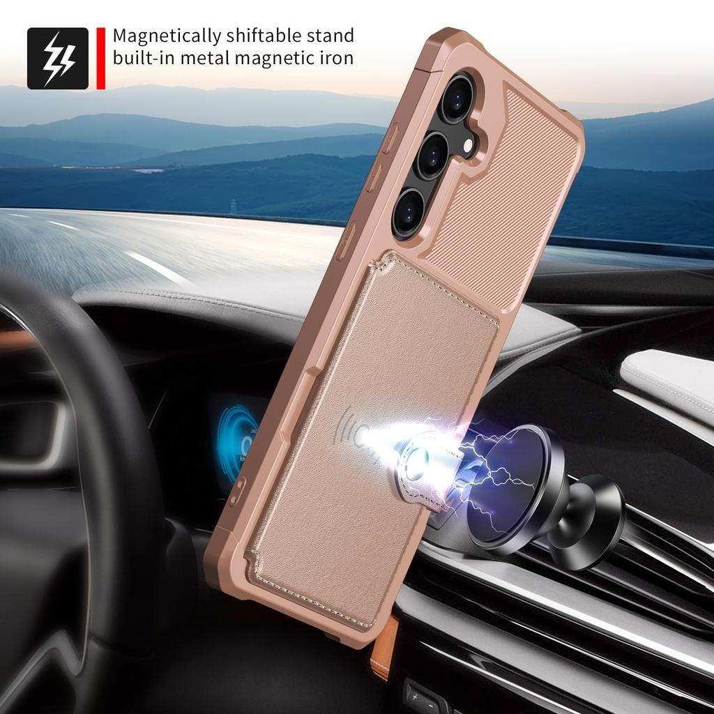 For Samsung Galaxy S24 FE Case with Card Holder PU Leather+TPU Phone Back Cover