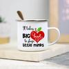 It Takes A Big Heart To Shape Little Minds Teacher Enamel Mug Creative Teacher School Water Cups Coffee Mugs Teachers Day Gifts