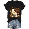 Women's Halloween Print Short Sleeve V-Neck T-Shirt Casual Top