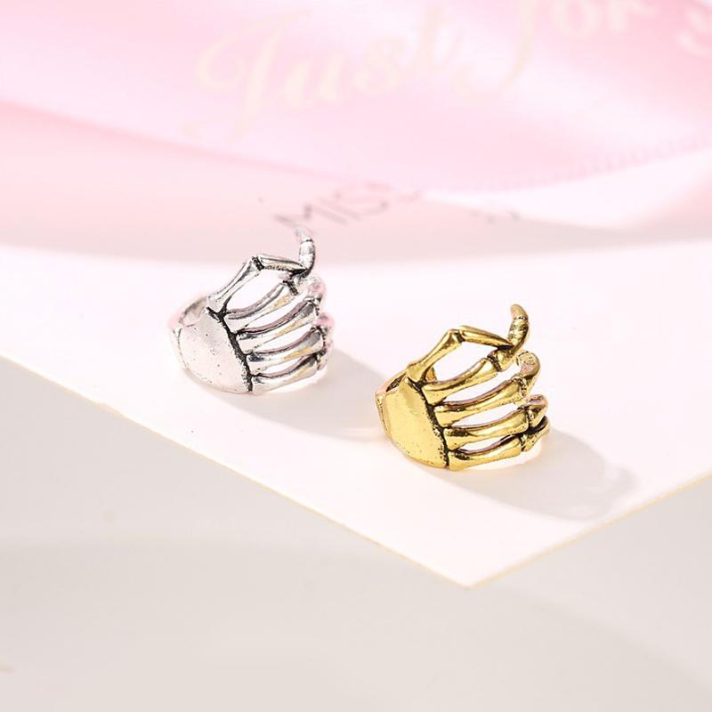 Halloween No Piercing Required Rock Hand Bone Design Jewelry Earrings Halloween Wear Eardrop Party Wear Gold/Silver
