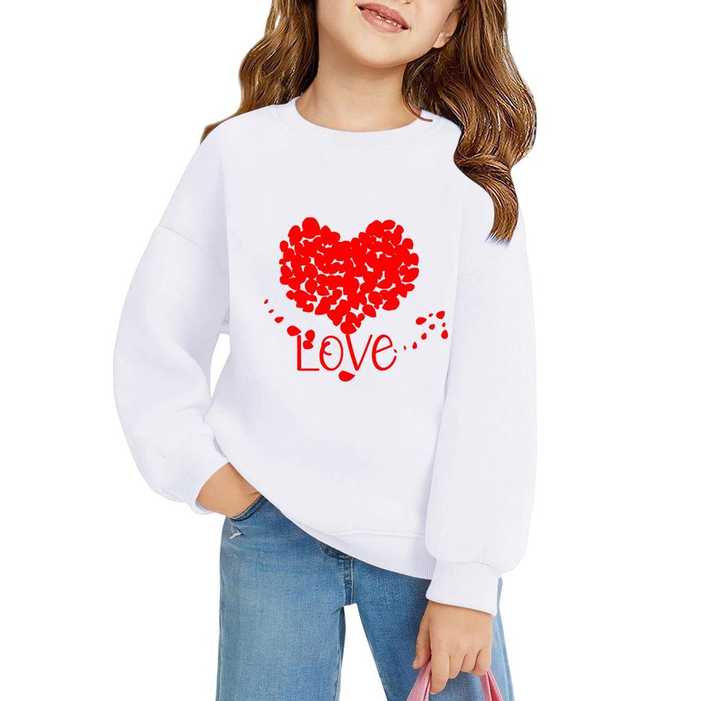 Mädchen Rundhals-Pullover für Kinder Bedruckte Baby-Oberteile Valentinstag