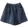 Summer 2025 Women's Elastic Waist Thin Denim Shorts - Plus Size, Loose Wide Leg, Cropped Fit for Slimming