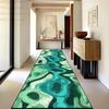 Retro Abstract Style Green Soft Long Corridor Carpet Luxury Machine Washable Runner Rug Foldable Decoration Home Passageway Mat