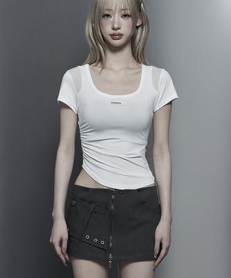 ETRE AU SOMMET Modern Square Shirring Tee (White)
