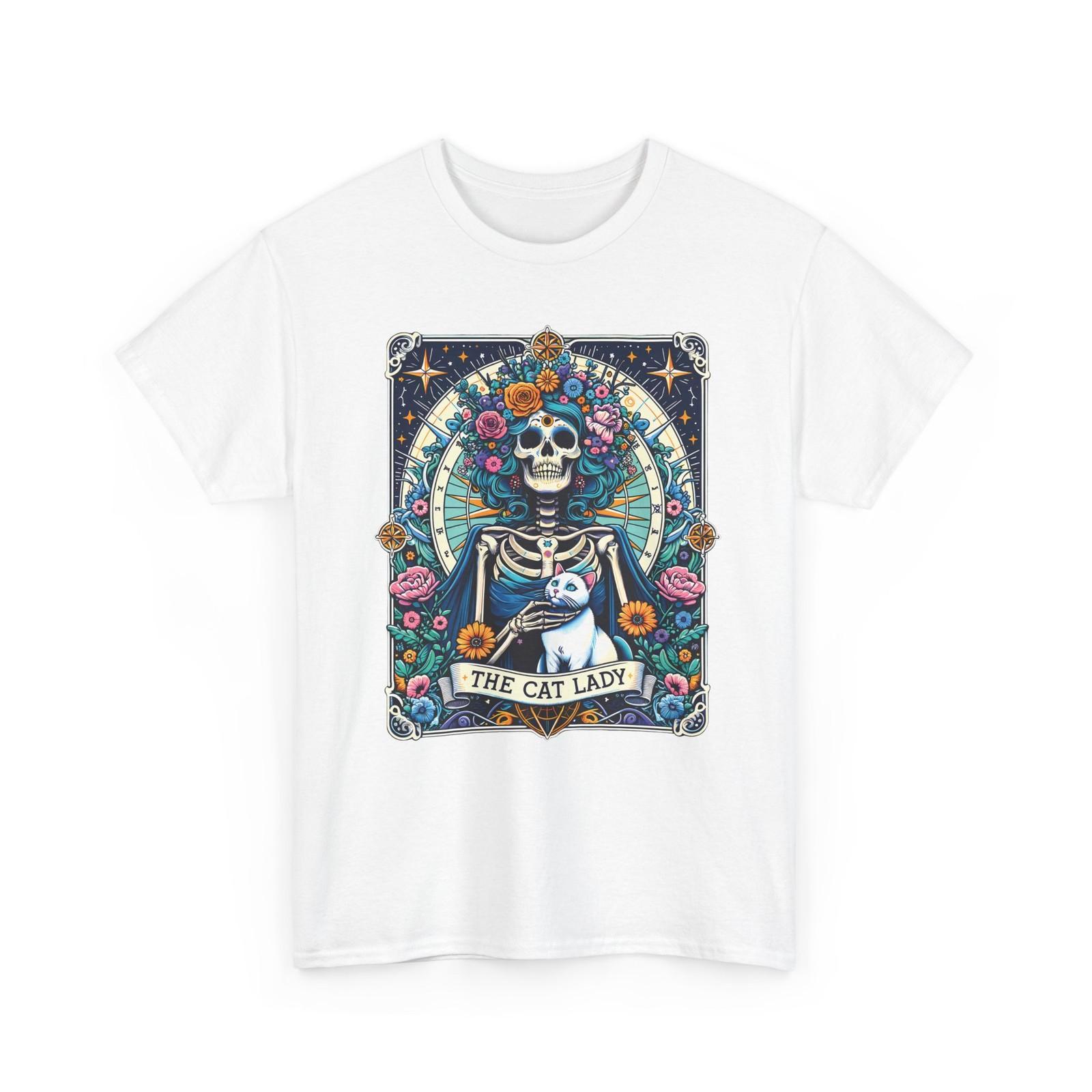 Cat Lady Tarot Shirt Gothic Skeleton Cat Lover Witchy Halloween Graphic Tee S разноцветный