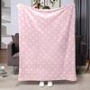 1pc Pink with White Spots Single-Sided Print Flannel Blanket Soft and Skin-Friendly Portable Decorative Blanket for Sofa Naps and