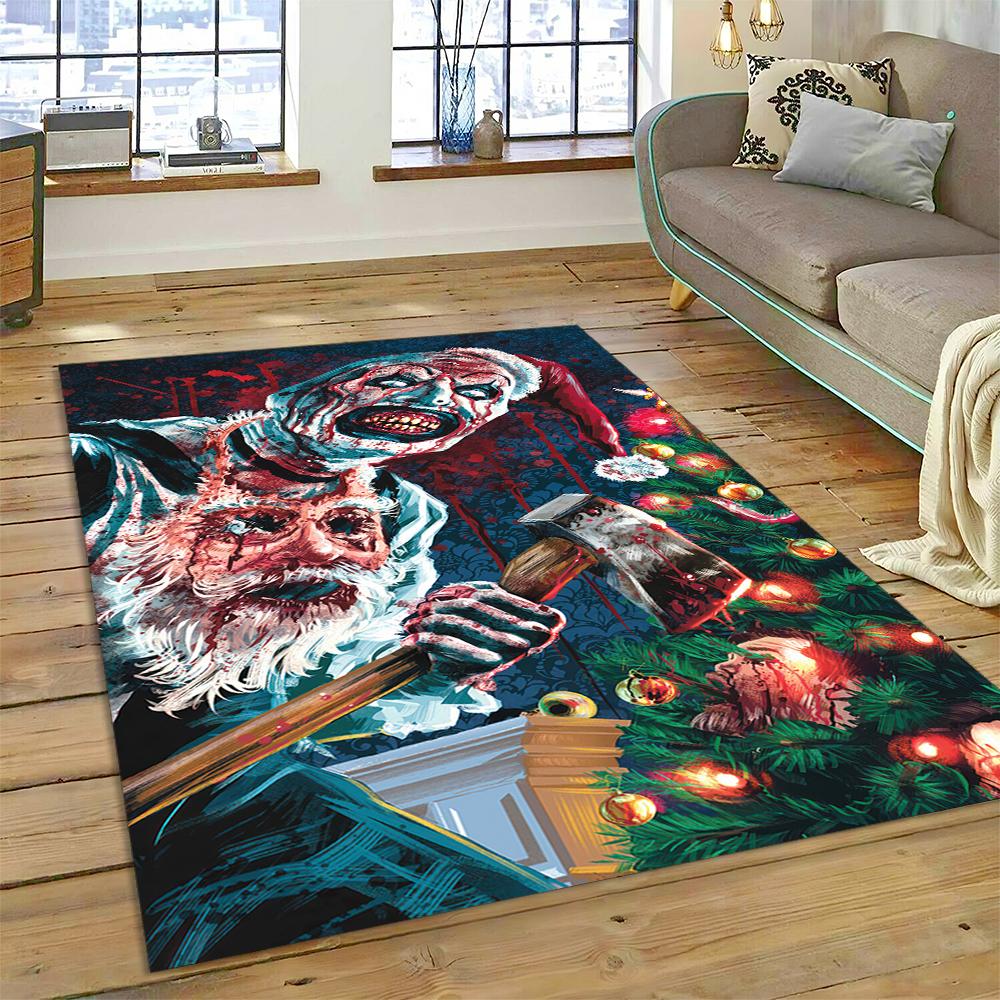 3D Terrifier 3 Horror Clown Movie Cartoon Carpet Rug for Bedroom Living Room Home Sofa Decoration,kids Play Decor Floor Mat Gift