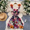 women's 3D Floral Applique Mesh Slip Dress