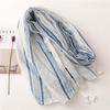 Yitao Women's Cotton & Linen Feel Tassel Shawl - Bali Yarn Striped Silk Scarf for Spring & Summer