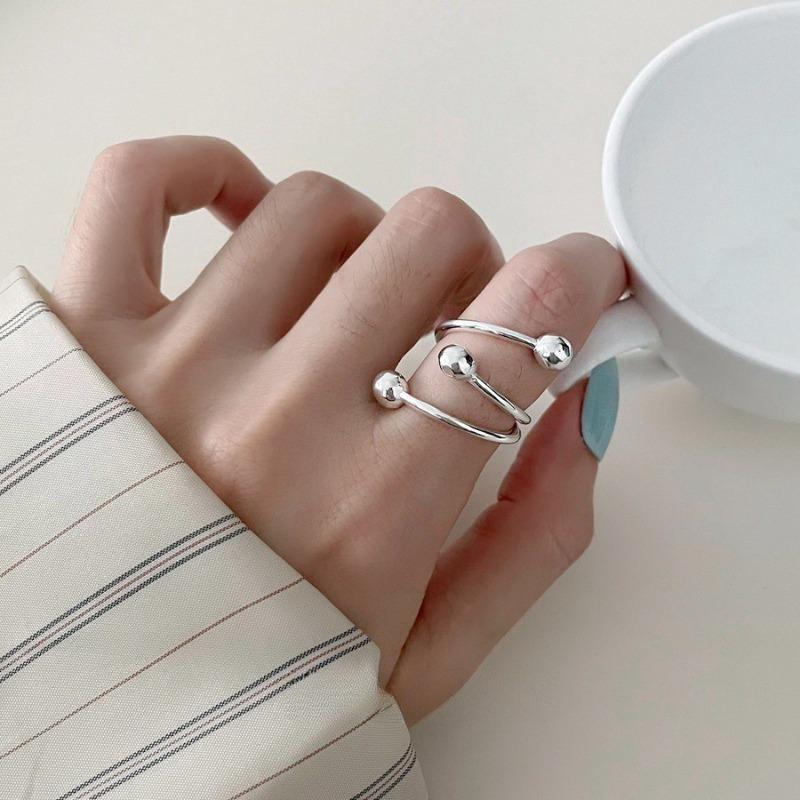 925 Sterling Silver Retro Plain Silver Ring for Women Does Not Fade, Light Luxury, High-end Sense, Versatile Opening Fashion Personality Ring