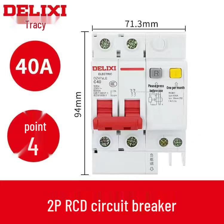 Delixi DZ47sLE Air Switch Circuit Breaker with Leakage Protection (1-4P, Single/Three-Phase, N)