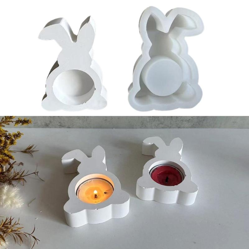 Resin Epoxy Candlestick Silicone Mold Candle Base Mould Rabbit Candle Holders Molds DIY Ornaments Home Decorations