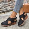 Damen Hollow Out Peep-Toe Sandalen - Verstellbarer Riemen Plateau Wedge mit Klettverschluss, Modische Freizeit-Sandalen