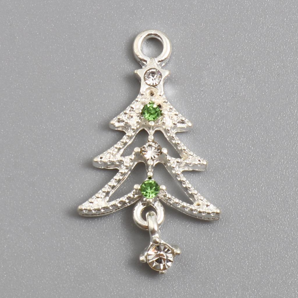 10 Piece Multicolor Christmas Tree Charms Pendant Bracelet Making Pendant Necklace DIY Anklet Earrings Jewelry Findings, 27x15mm