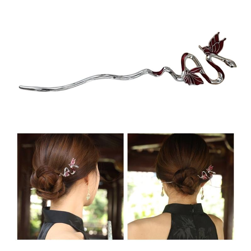 Chinese Style Traditional Hair Stick Traditional Butterfly Hair Claw Elegant Snake Hair Chopsticks Cosplay Hair Jewelry