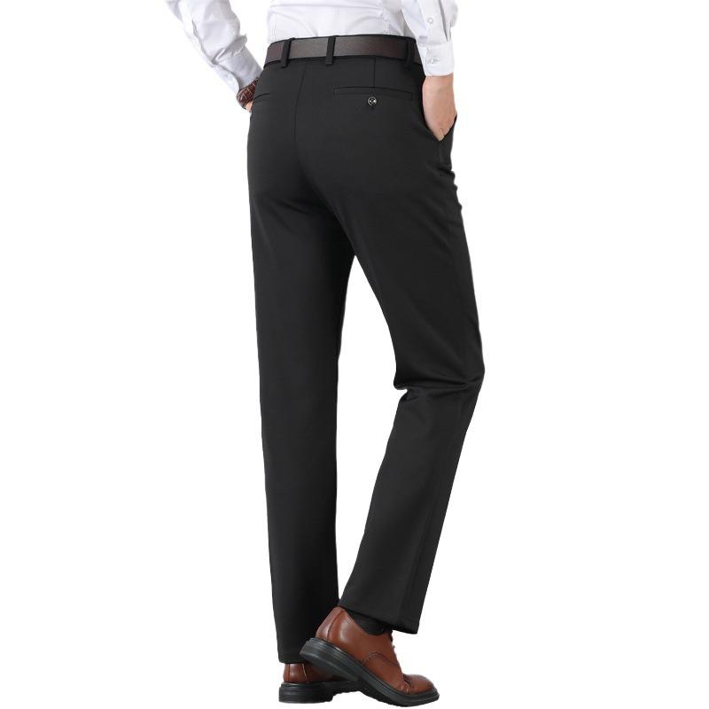 Fashion Solid-coloured Trousers Men's Summer Thin Section Business Casual Suit Trousers Loose Straight Large Size Elastic Trousers
