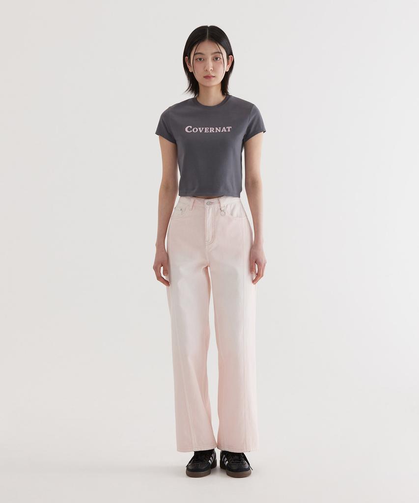 COVERNAT (W) Authentic Logo Baby Fit T-Shirt Charcoal