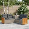 Sofa Set 5 Pieces Gray and Dark Gray Poly Rattan and Steel