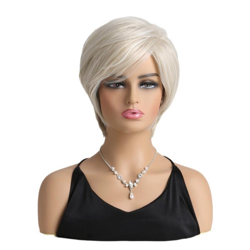 Blond Kudrnaté Paruky pro Ženy Syntetické Vlasy Tepelně Odolné Přirozená Paruka s Ofinou Krátké Bob Paruky pro Matku Denní Nošení Paruka Ležérní