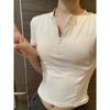 Solid Zipper T-shirs For Women Fashion Short Sleeve Tees Girls Y2K Tops White T-shirts Street Cycling Tees