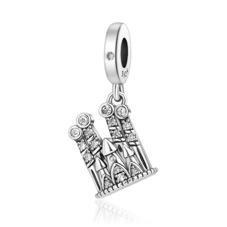Landmark Building Charms 925 Silver Eiffel Tower Statue of Liberty Beads Keychain Metal Bracelet DIY Fine Jewelry Gift