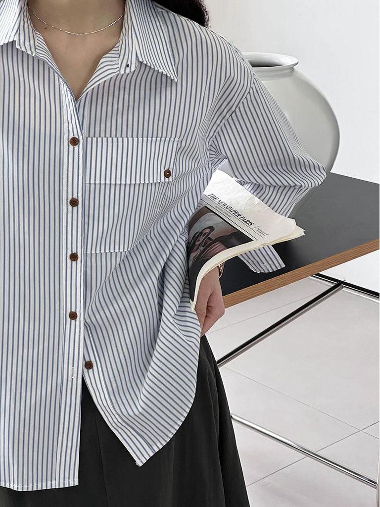 Orange Zhi Women's French Striped Shirt - Early Spring 2025 Design