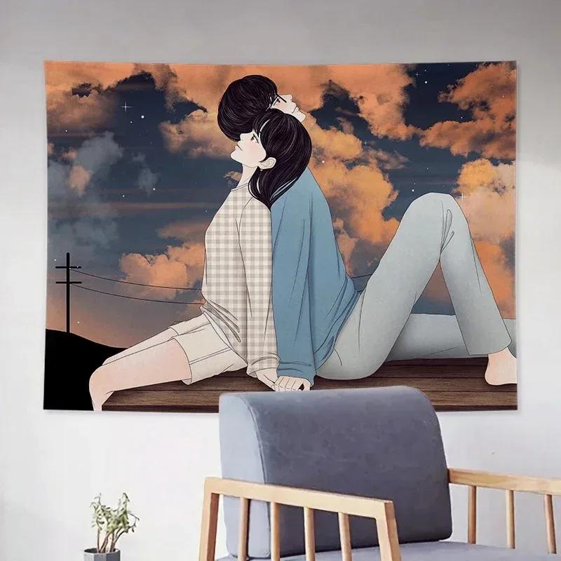 Couple Sweet Life Tapestry Office Living Room Tapestry Home Wall Decoration Tapestry
