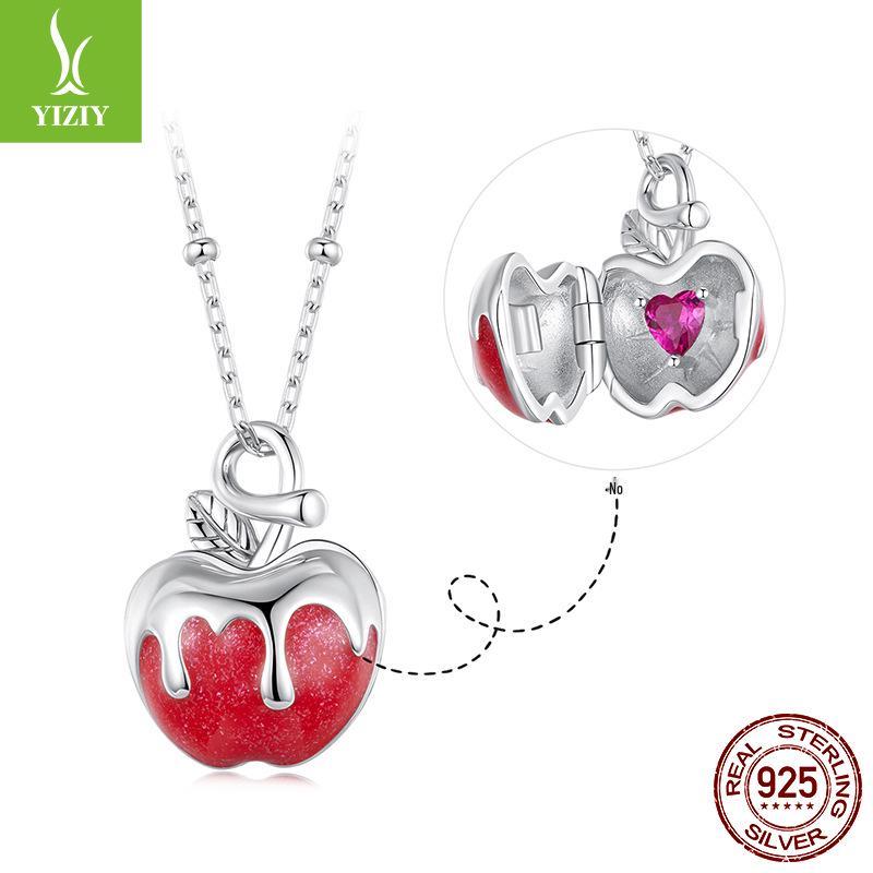 Yinziyun S925 Sterling Silver Christmas Apple Necklace with Openable Pendant - A Unique Clavicle Chain Gift