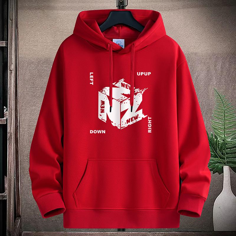 NZ M-5XL Herr Fleece Hoodie Lös Hooded Sporttröja Plus Size Pojkar Pullovrar