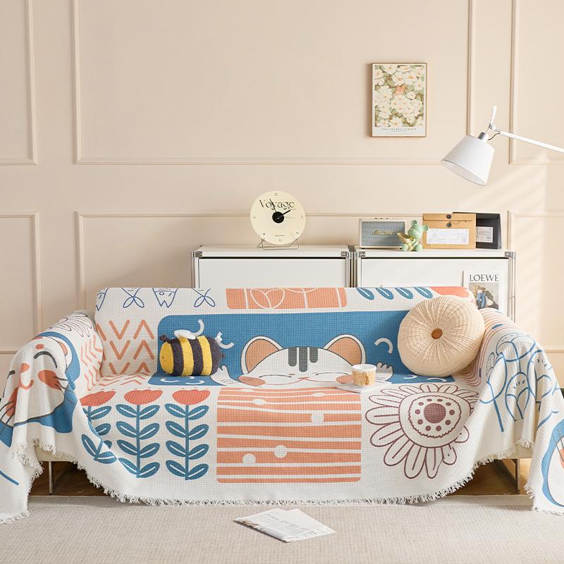 Prosop drăguț de canapea cu iepuraș, prosop din pânză pentru husă de canapea, husă de canapea leneșă, anti zgârieturi de pisici all inclusive, pernă universală de canapea pentru toate anotimpurile