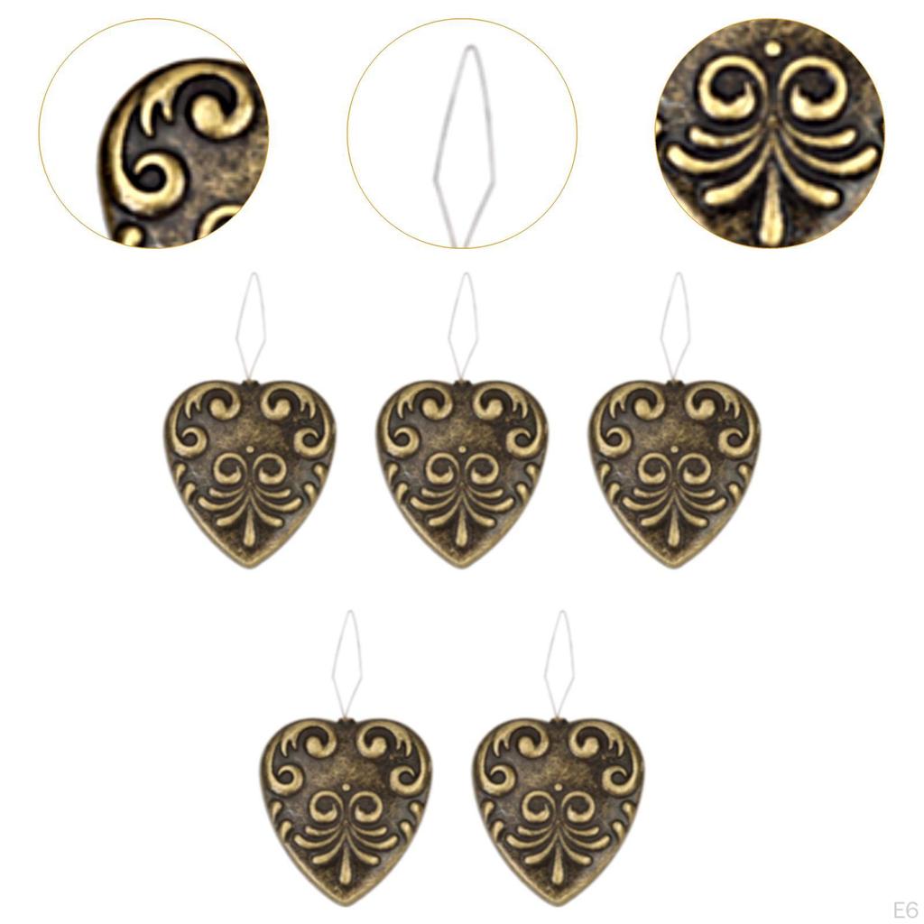 5 Pieces Craft Needle Threader Set Sewing Accessories Metal Heart Shape Organizer Holders