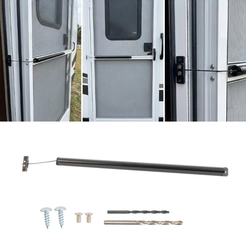 Protective Motorhome Screen Door Closer Automatic For Child And Pet Safety Prevents Pet Entry Adjustable Tension Aluminu