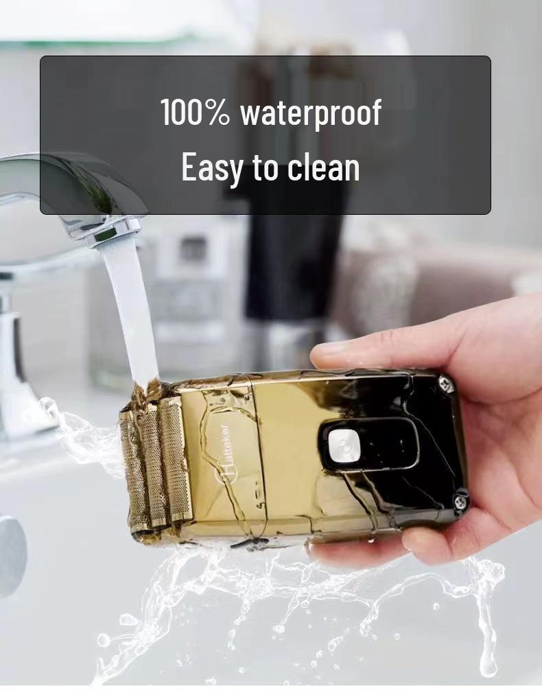 White Electric Three-Blade Mesh Head Shaver - Waterproof Clipper for Balding and Hair Trimming