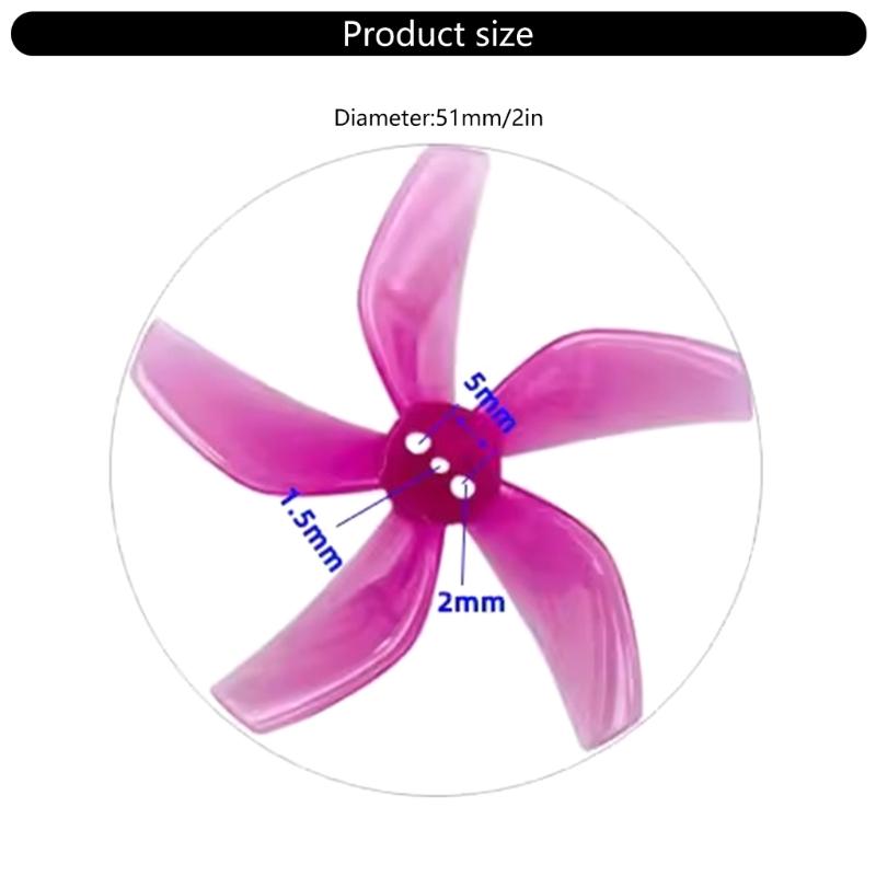 2" 5 Bla D51 FPV Drones Propellers, Impacts Resistant 5 Bla Propellers for Enhances Flight Stability