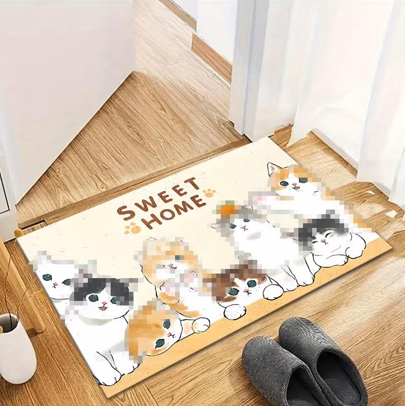 Cute Cartoon Anti-Slip Diatom Mud Bathroom Mat - Water Absorbent Foot Pad for Toilet Door