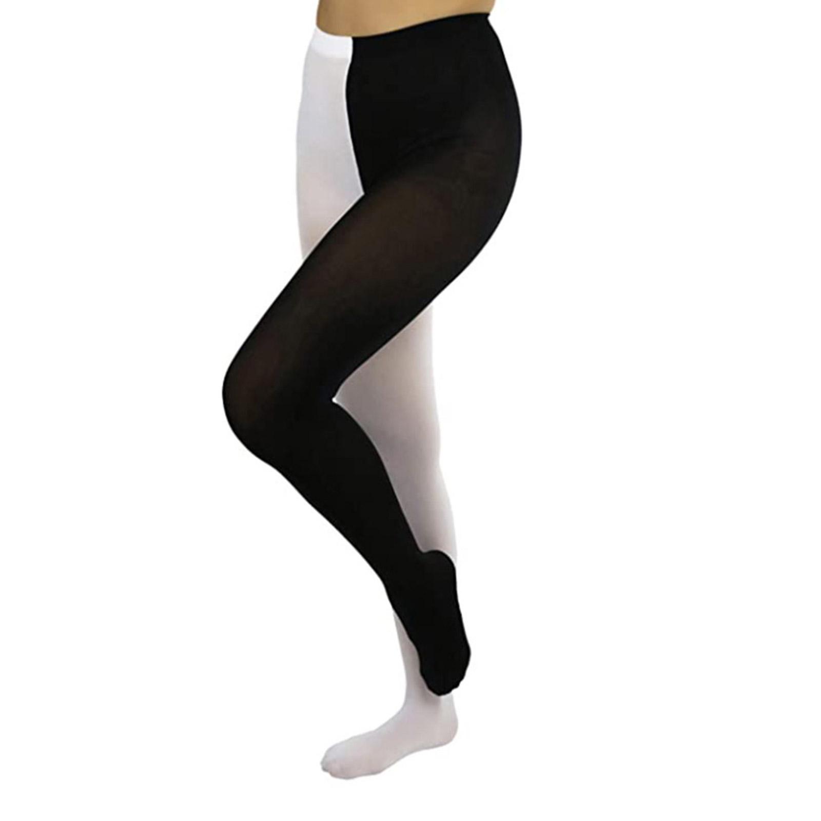 Women Dance Opaque Tights Casual Two-Toned Tights Footed Leggings High Waist Cosplay Costume Elastic Socks Tights