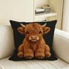 Tier D Flachgedruckter Hochlandrind Kissenbezug Natürliches Leinen Kissenbezug Set All-in-One Dekoration für Sofa Schlafzimmer Stuhl