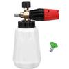 Adjustable Nozzle Foam Cannon, 1L Thick Bottle, 1/4" Quick Connect, 5 Nozzles with Base, for Pressure Washers, Battery-Free