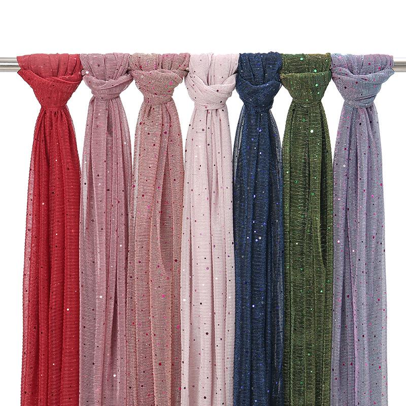New Sequin Gold Silver Thread Women Scarf Girls Summer Solid Sunscreen Thin Scarves Soft Foulard Shawl Casual Female Wrap Shawls